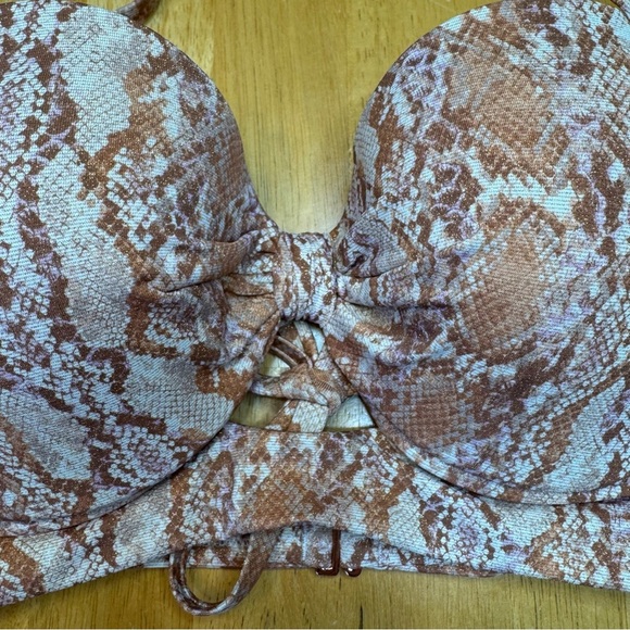NWT Shade & Shore Shimmery Snake Skin Print Brown and Tan Bikini Set - Picture 12 of 13